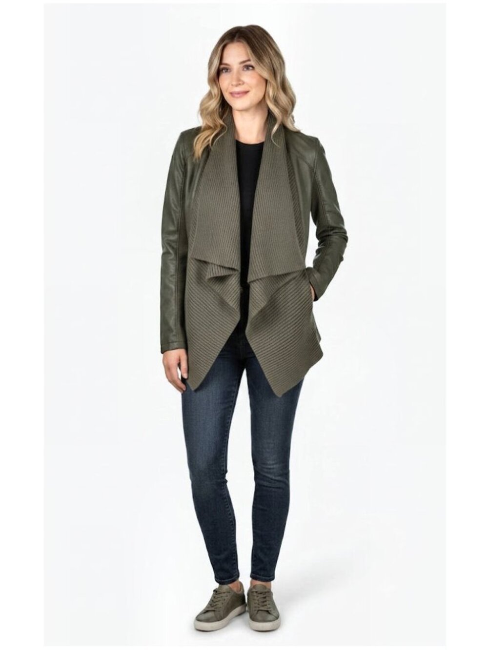BLANKNYC All or nothing Faux Leather Jacket, Green, Womens Size X-Small